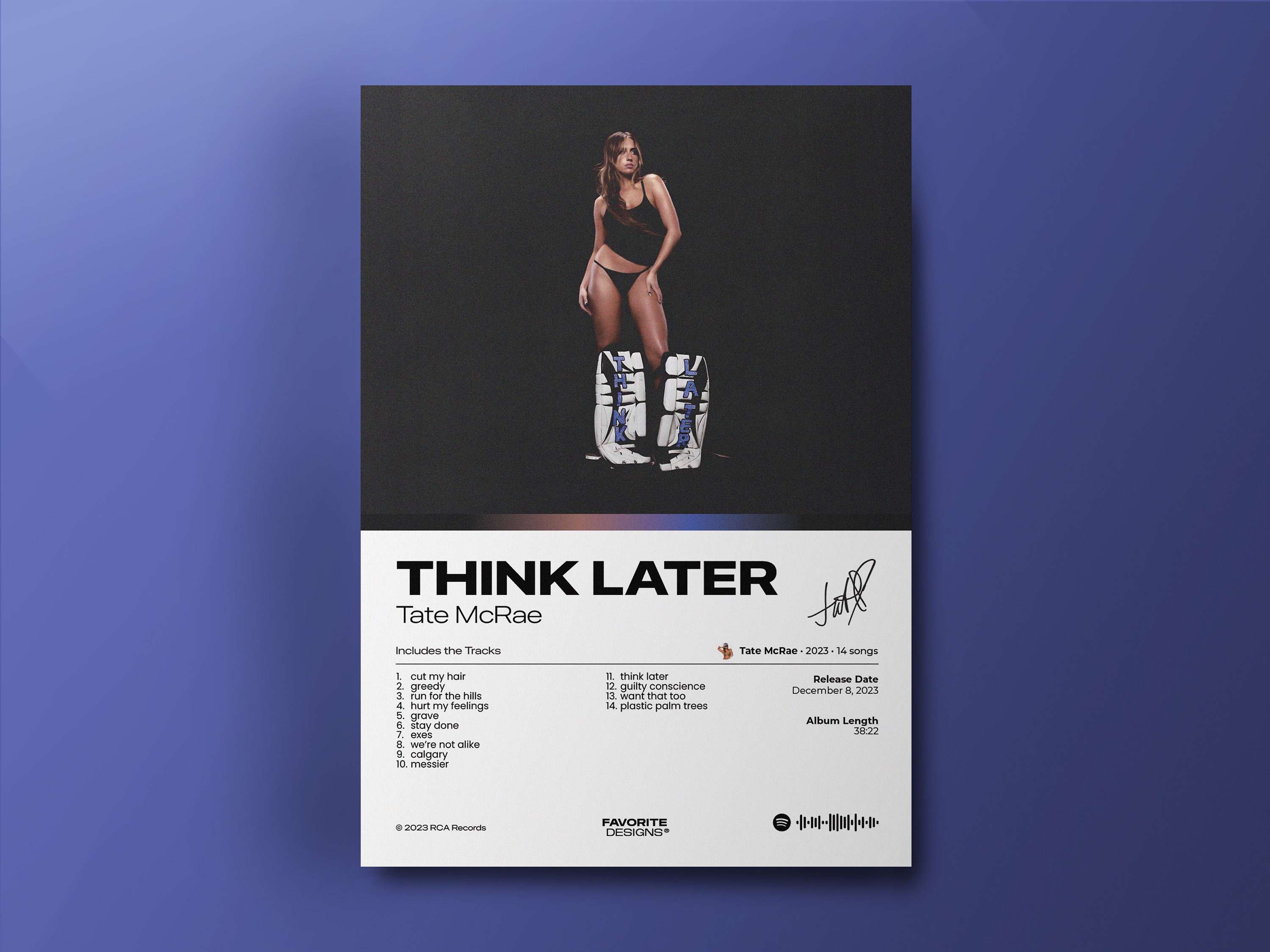 Tate Mcrae Think Later Album Tracklist Poster Tate Mcrae Poster Think