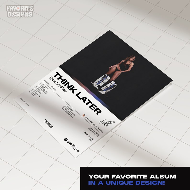 THINK LATER Album Cover Poster Tate Mcrae New Album Custom - Etsy