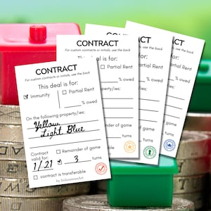 Printable Monopoly Contracts, Digital Download, Immunity Contract, Monopoly Game Enhancement, Monopoly House Rules, Game Add On