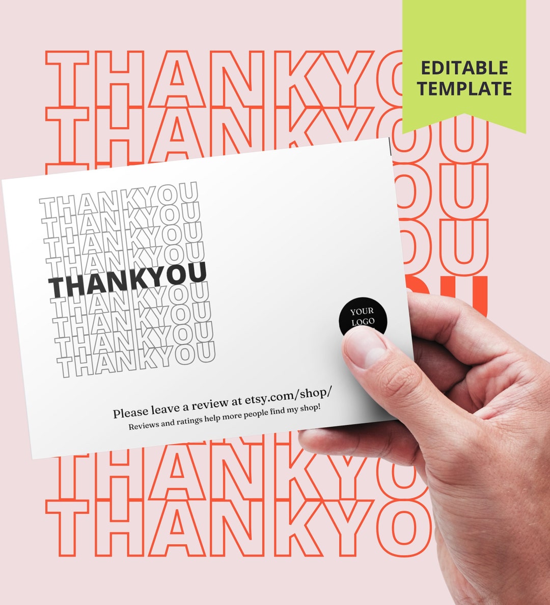 Custom Thank You Notes for Small Business, Canva Template, Thank You
