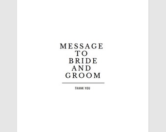 Message de mariage de téléchargement numérique aux mariés, message d'invité de mariage