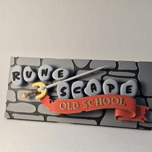 Letrero con el logo de Old School RuneScape: Decoración para escritorio de jugador, para escritorio o pared (no oficial)
