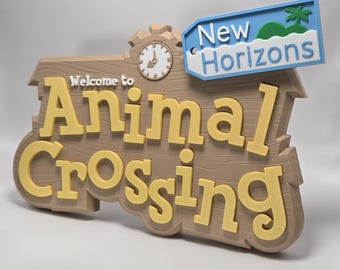 Animal Crossing Logo – 3D Printed Display w/ Optional New Horizons & New Leaf Tags