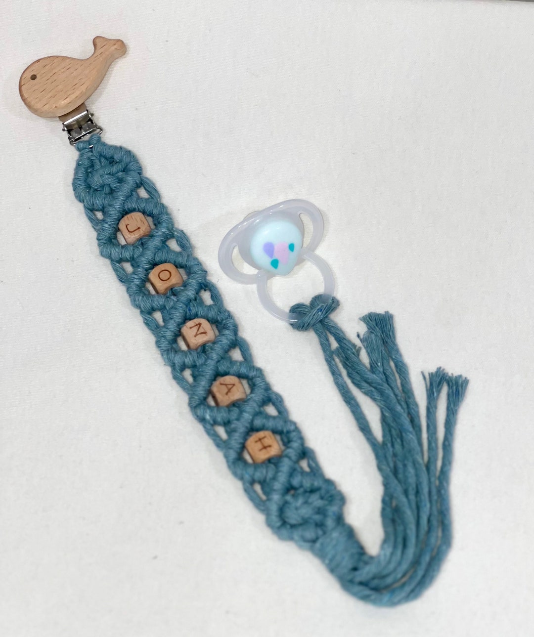 Personalized Macrame Baby Pacifier Clip Etsy