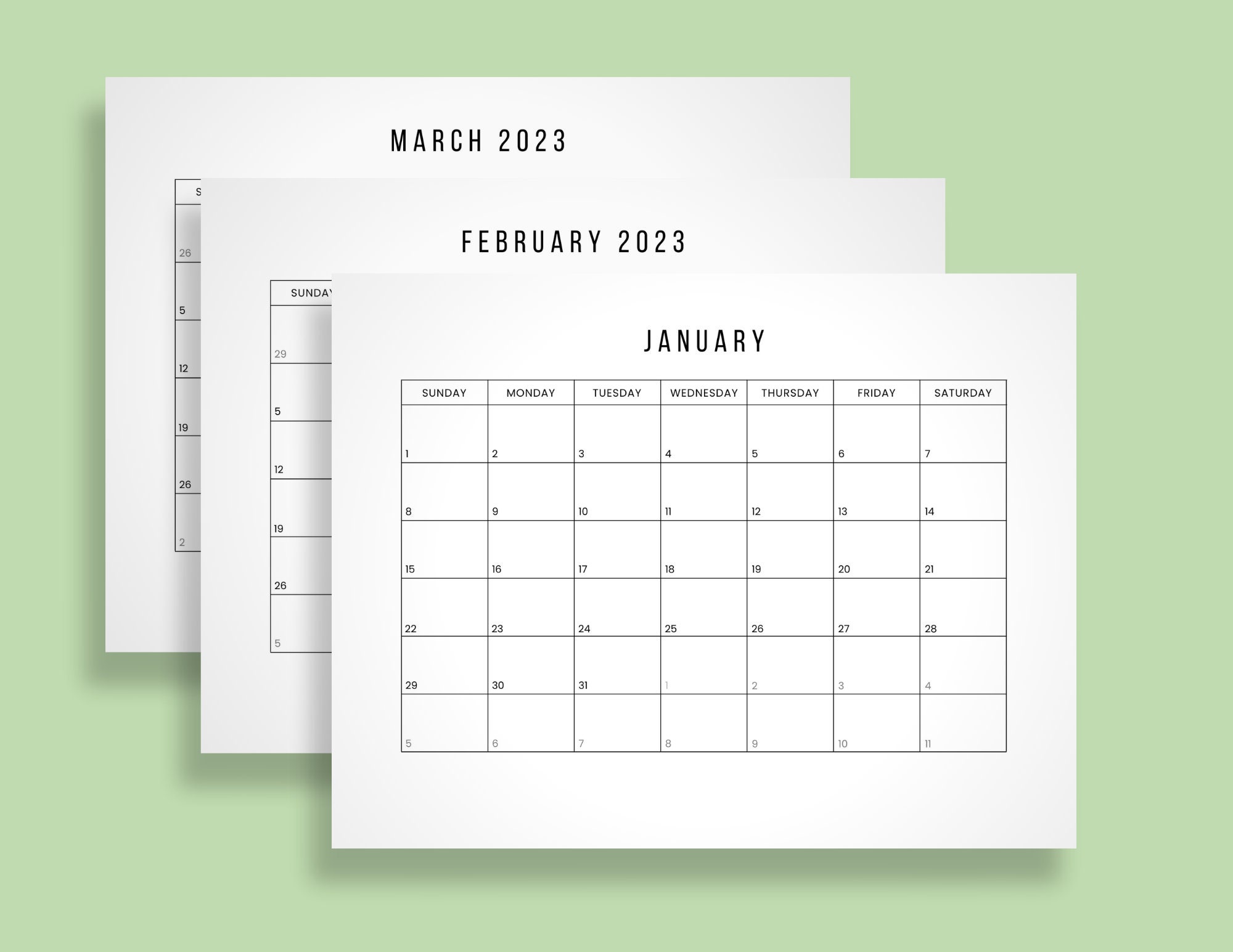 2023 Wall Calendar full Year Printable Etsy