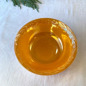 Vintage Fire King Bowl, Peach Carnival Lustreware Serving Bowl, Laurel Leaf pattern