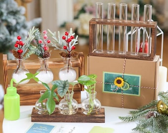 Plant Propagation Station Gift Set, Indoor Plant Cutting Holder, Gift For Her Birthday Engraved Anniversary Gift for Women Plant Gift
