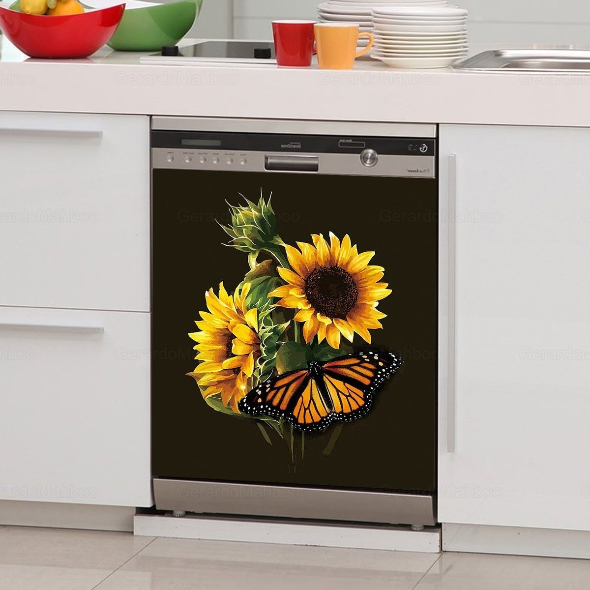 Sunflower Dishwasher Cover, Flower Dishwasher, Butterfly Dishwasher