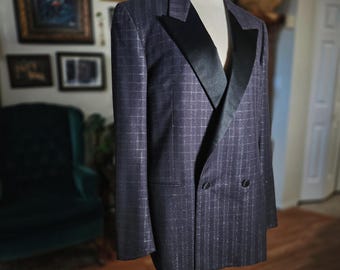 Vintage 80s Yves Saint Laurent Mens Double Breasted Blazer Jacket Italy Wool