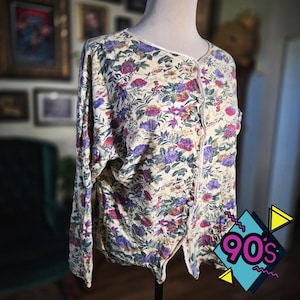 Victorias Secret Floral Cardigan Vintage 90s Cotton Button Front Top Pajamas M