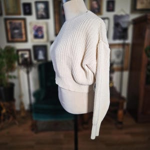 Urban Outfitters Cropped Sweater Vintage Y2K Cream Knit Chunky Pullover XS image 5