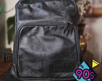 Ridgeway by Kelty Leather Backpack Vintage Black Rucksack Daypack Travel School