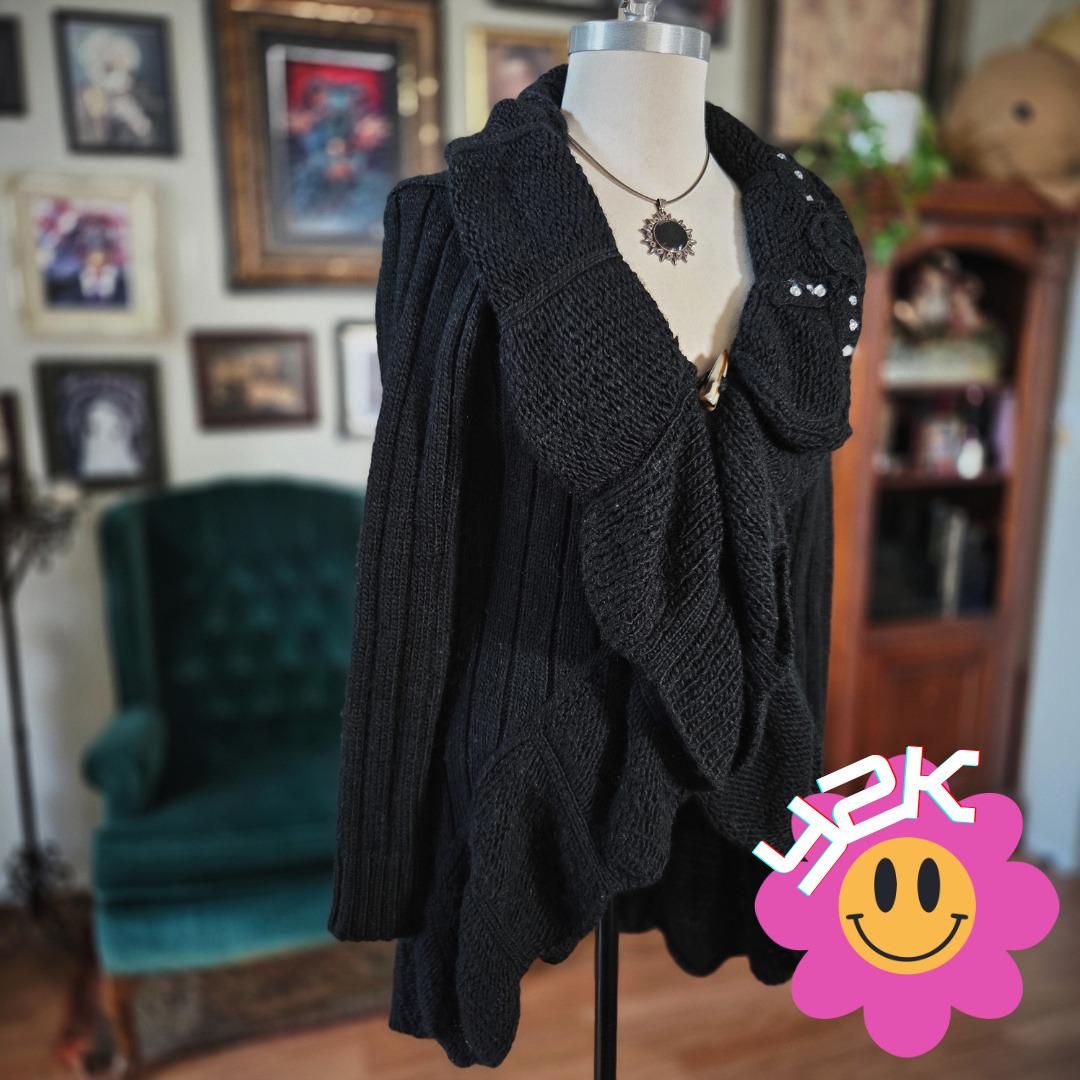 カーディガン vintage hand knit frill ruffle cardigan Y2k Ruffle Cardigan - Etsy