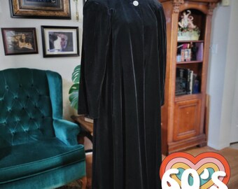 Vintage 1960s Coats by Cattiva Black Cotton Velvet Opera Coat Formal Evening