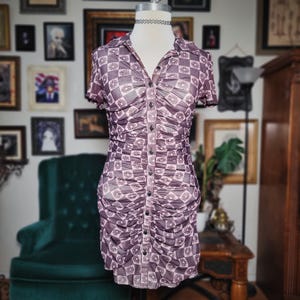 Urban Outfitters Mini Dress Vintage Y2K Checkerboard Ruched Mallgoth Medium immagine 3