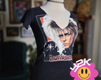 Vintage Y2K Local Celebrity Labyrinth David Bowie Goblin King Graphic Tee