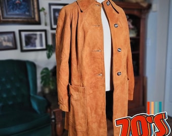 Imperial Leather Suede Coat Vintage 70s Womens 7/8 Brown Boho Penny Lane Jacket