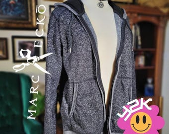 Marc Ecko Hoodie Cut & Sew Vintage Y2K Mens Medium Gray Marled Full Zip 2000s