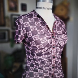 Urban Outfitters Mini Dress Vintage Y2K Checkerboard Ruched Mallgoth Medium immagine 7