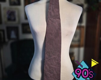 Structure Silk Tie Vintage 90s Mens Red White Black Geometric Pattern Necktie