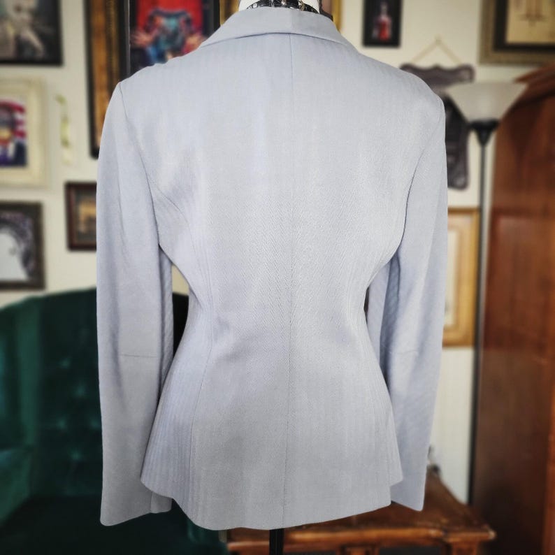 Vintage BCBG Max Azria Blazer 90s Grey Tailored Jacket Made in USA NWT Size 10 image 5