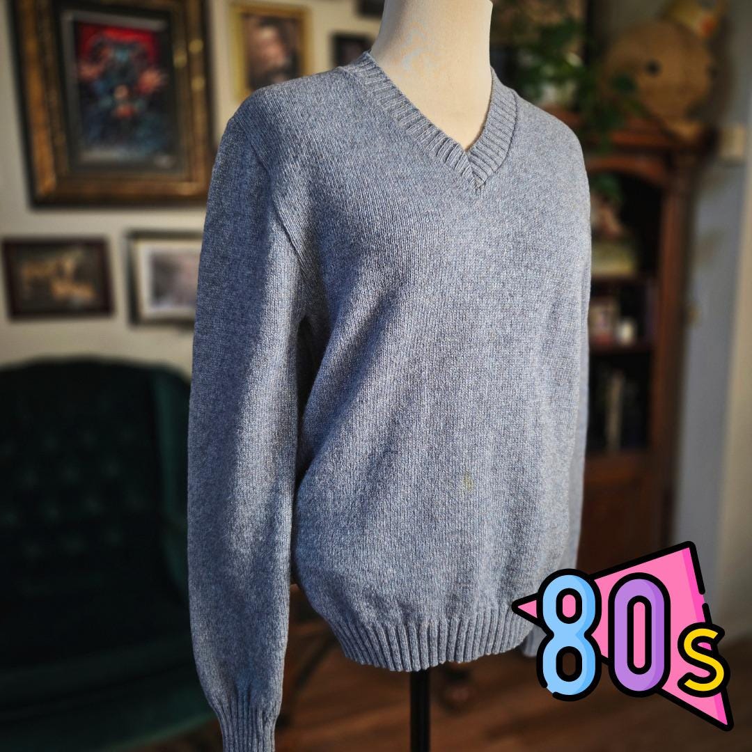 80s V Neck Sweater - Etsy
