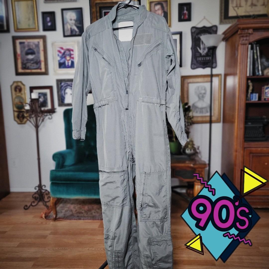 Military Flight Suit Coveralls Vintage 90s Gibraltar Industries Sage Green 38R