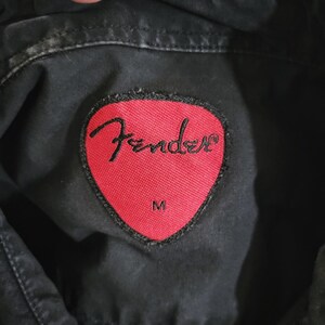 Vintage Y2K Fender Black Button Up Shirt Long Sleeve Embroidered Logo Guitar M image 7