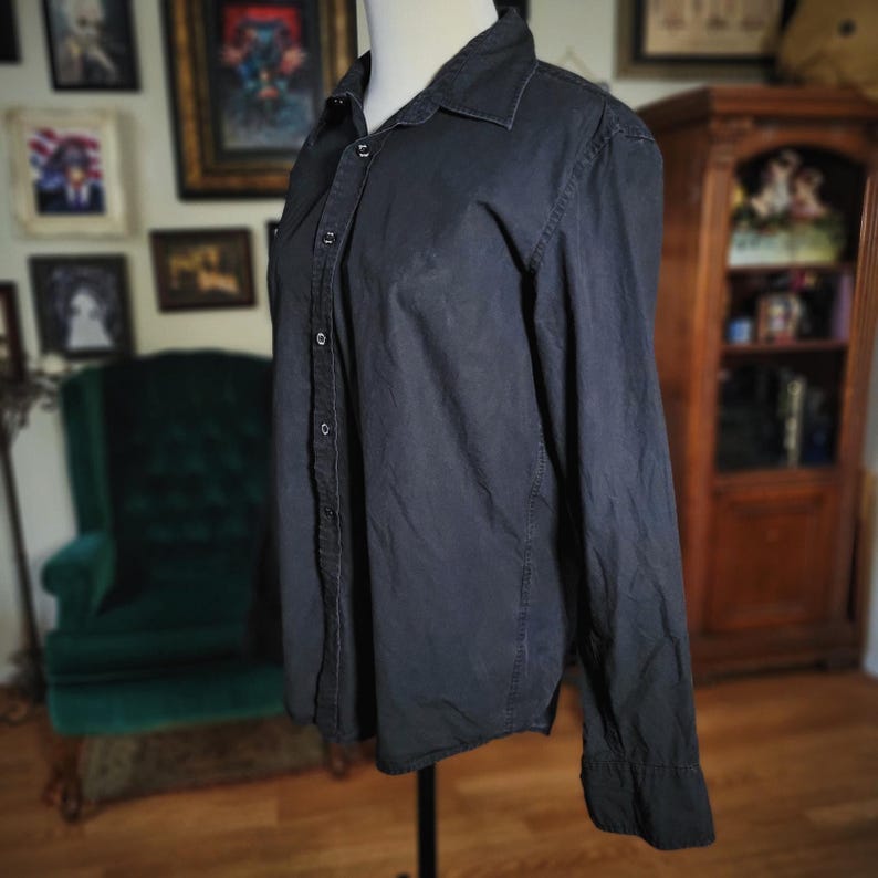 Vintage Y2K Fender Black Button Up Shirt Long Sleeve Embroidered Logo Guitar M image 4