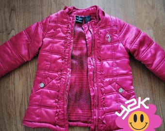 Baby Phat Girlz Puffer Jacket Vintage 2000s Pink Ruffle Quilted Coat Kids 2T