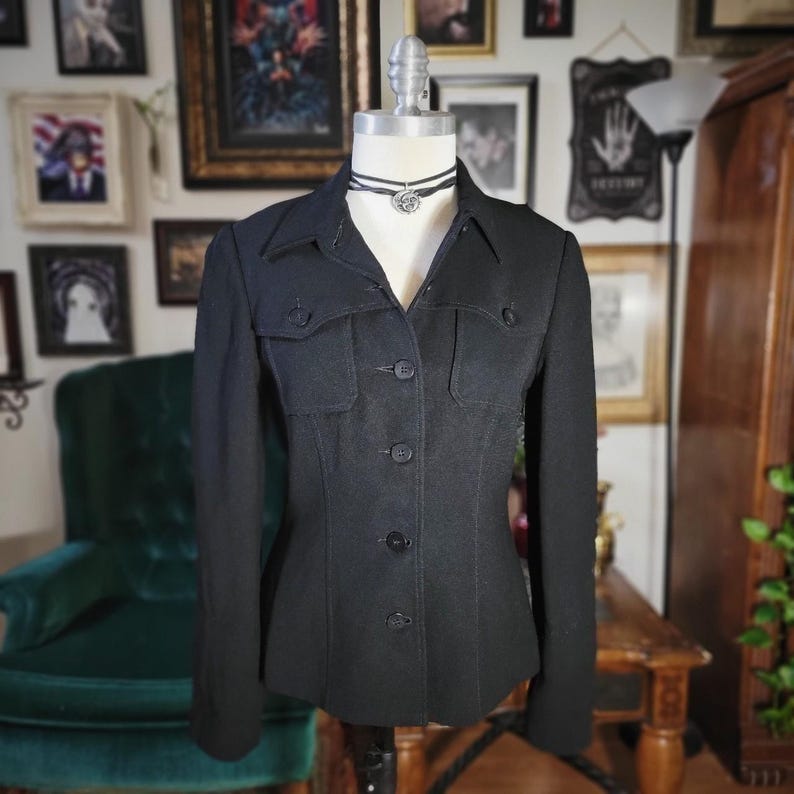 BCBGMAXAZRIA Black Womens Blazer Vintage 90s Office Jacket Work Wear Medium zdjęcie 2