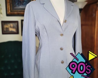 Vintage BCBG Max Azria Blazer 90s Grey Tailored Jacket Made in USA NWT Size 10