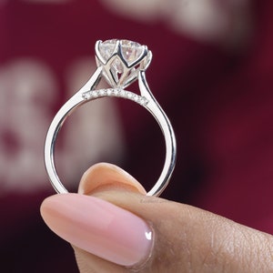 2Ct Round Moissanite Engagement Ring 14K White Gold Round Solitaire Engagement Ring Round Diamond Ring For Women Anniversary Gift For Her