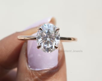 2.80CT Oval Solitaire Ring 10K Gold Oval Engagement Ring Oval Moissanite Engagement Ring For Her Promise Ring Oval Wedding Ring Anniversary