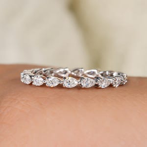 Pear Shaped Wedding Band Full Eternity Lab Grown Diamond Ring Stacking Matching Bridal Ring Gift Pear Stacking Ring Anniversary Gift for Her