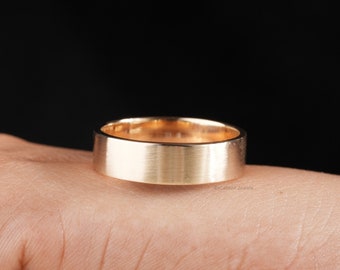 14K Gelbgold Gewölbter Ehering Massivgoldring Klassische 6 MM Breite Kuppel Ehering Jubiläumsgeschenk Für Sie Herren- und Damenring mit Gravur