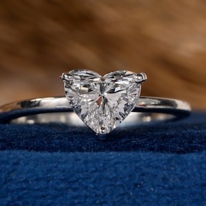 Heart Shape Lab Grown Diamond Engagement Ring 14K White Gold IGI Certified Ring Heart Cut Solitaire Diamond Ring Anniversary Ring For Women