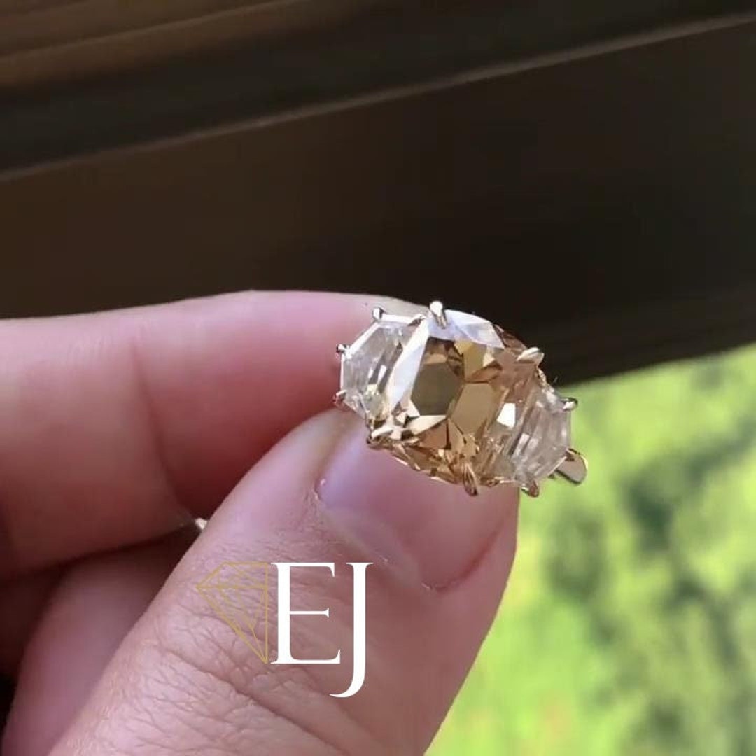 Elongated Old Mine Cut Diamond Ring Cushion Cut Moissanite Engagement Ring With Cadillac Cut