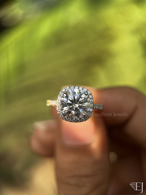 14k White Gold Cushion Center Diamond Complete Promise / Engagement Ring 14k White Gold Cushion Center Diamond Complete Promise / Engagement Ring