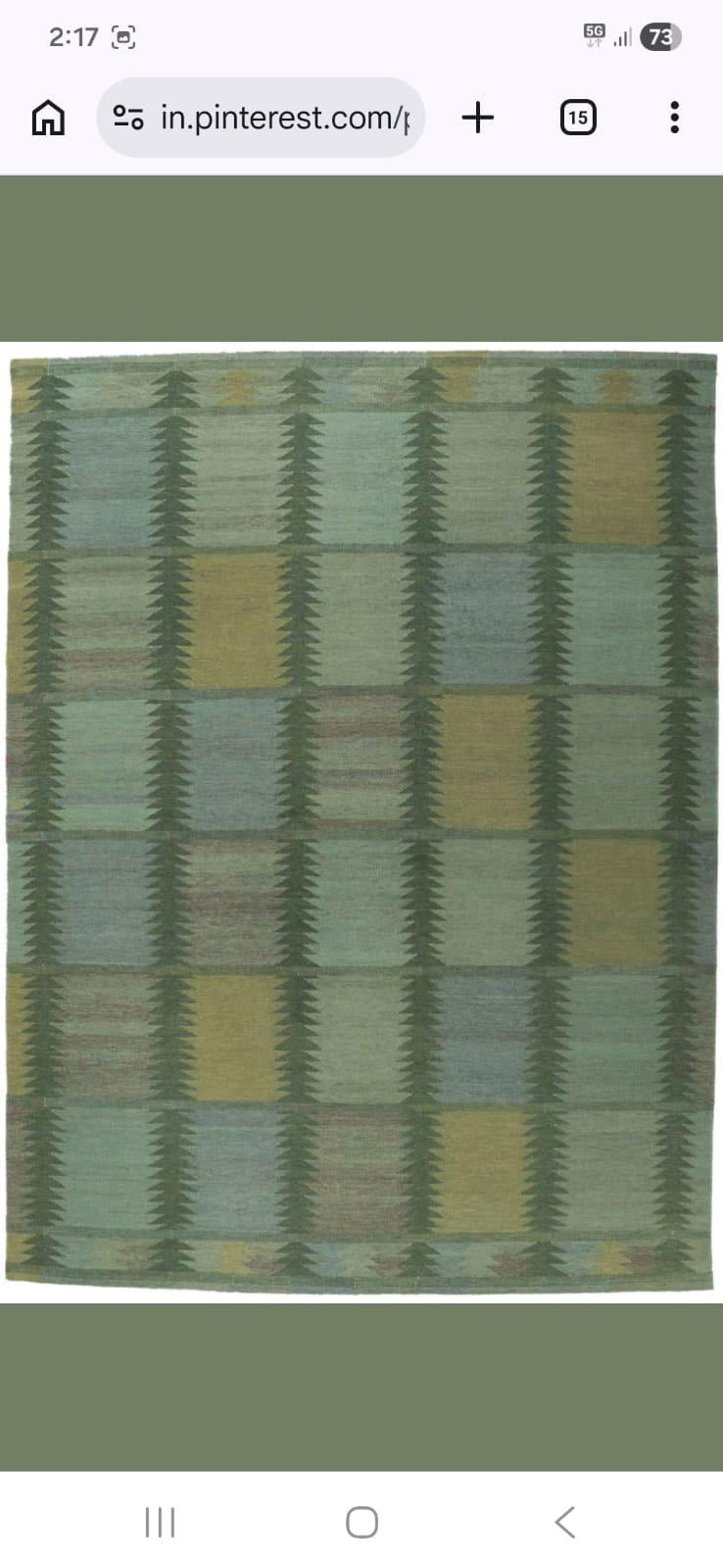 Maria Killam Rug Swedish Marianne Kilim Rug - Handmade Design With Green Tones in New ...