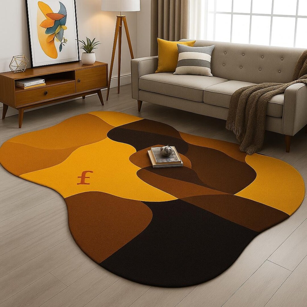 Handmade Rugs Modern Flow – Abstract Curved Rug in Earth Tones