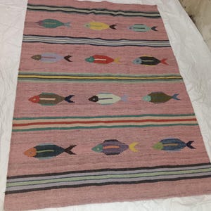 Swedish Kilim Rug: Handwoven Wool Flatweave, Southwestern Design, 4x6