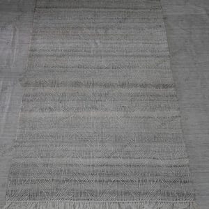 Handwoven Swedish Kilim Rug: Silver Southwestern Design