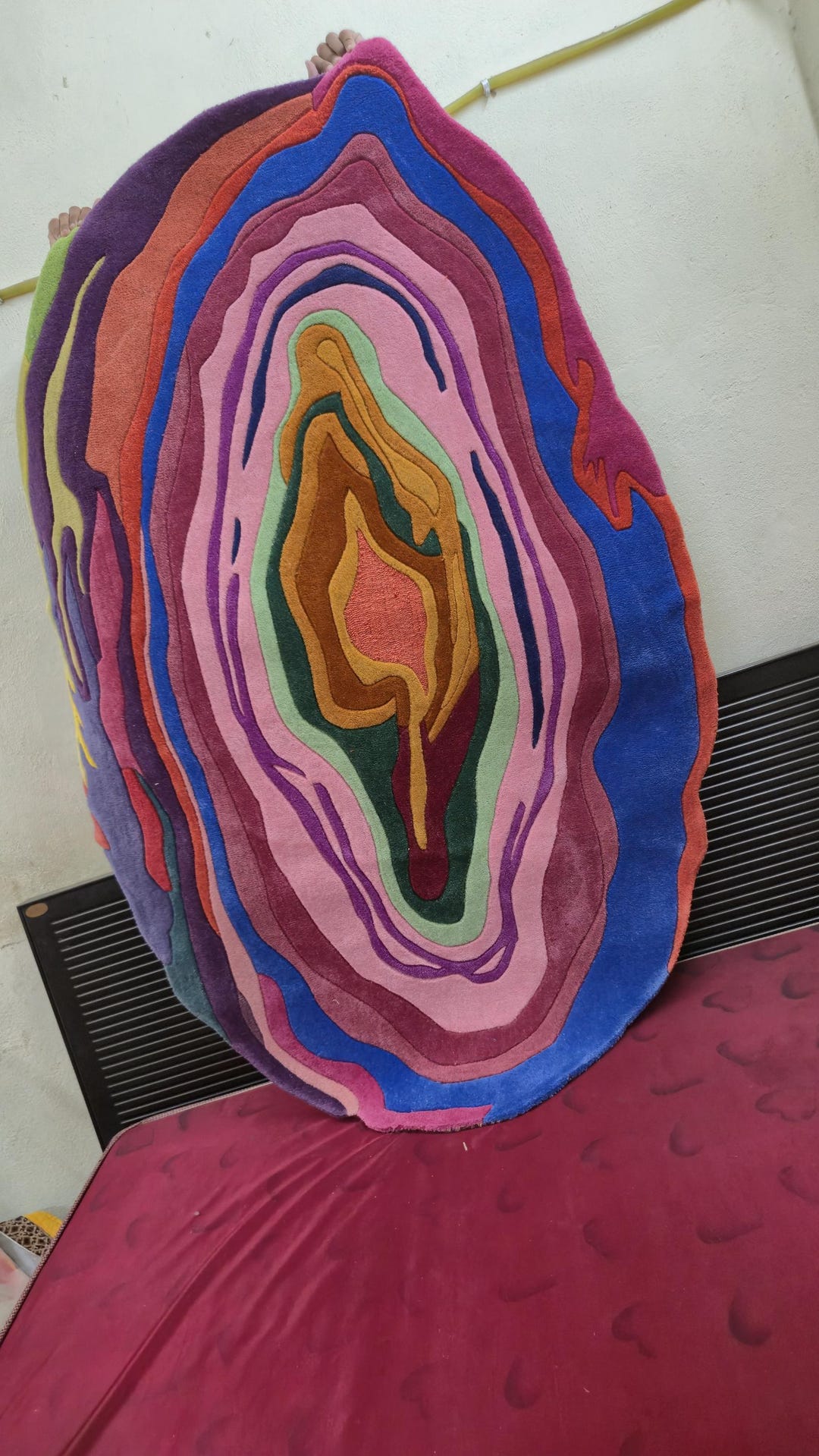 Hand Tufted Wool Rug: Colorful Abstract Oval Art - Etsy