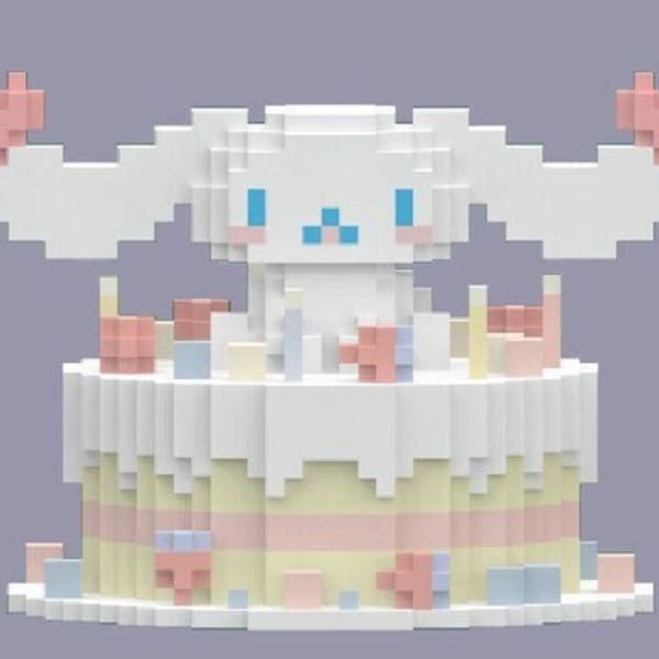 3D Perler Bead Pattern Tutorial Kitty & Friends Kawaii Cinnamon Dog Cake |INSTANT DOWNLOAD!