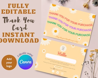 Editable Business Thank You Card Template: Customer Insert (Digital Download)