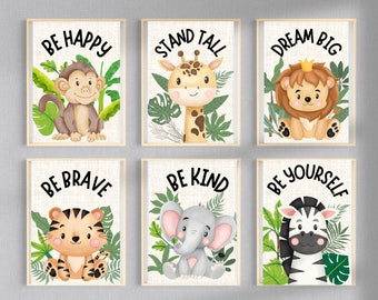 Safari Animal Nursery Decor Prints: Kids Room Wall Art (Digital Download)