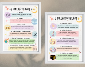 Islamic Nursery Print: Pillars of Faith & Islam (Digital Download)