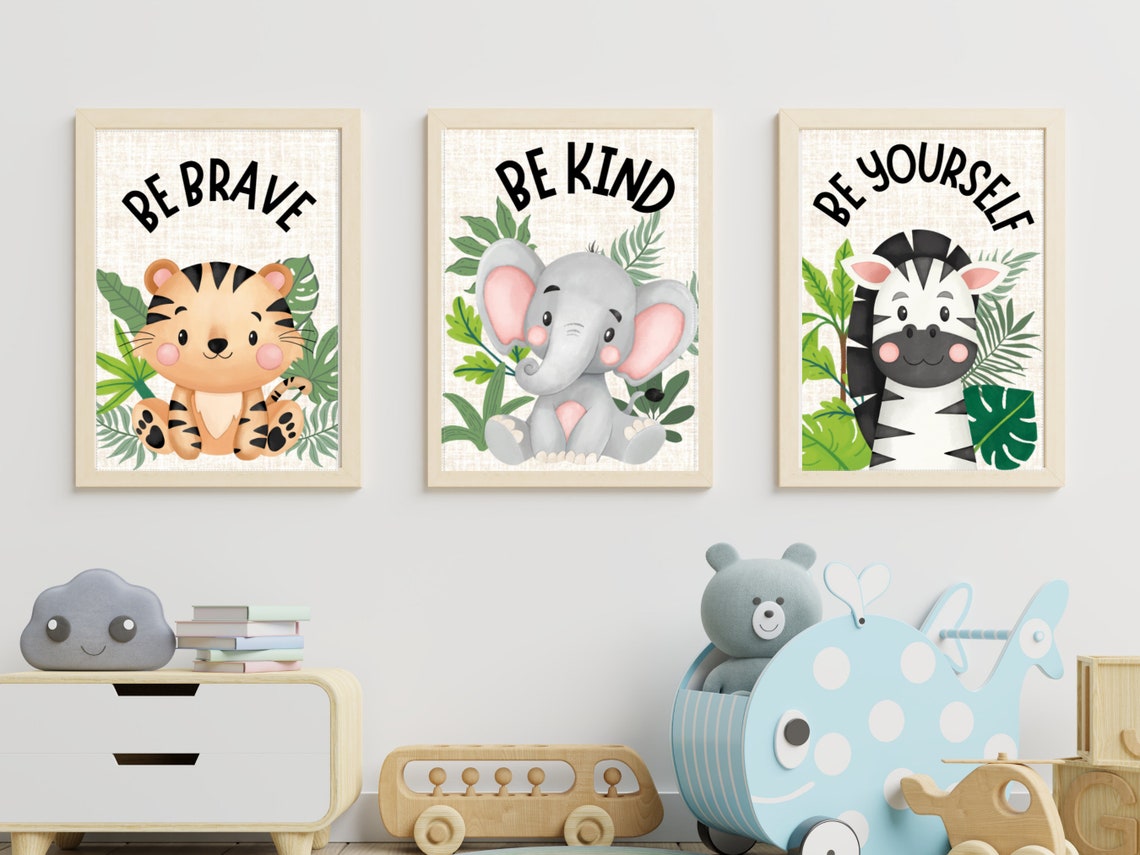 6 Safari Animal Nursery Decor Printables Nursery Wall Art Set Decor ...