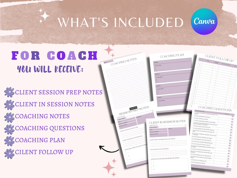 Coaching Session Worksheets: Editable Canva Templates (digital Download ...